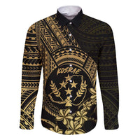 Gold Kosrae Liberation Day Family Matching Short Sleeve Bodycon Dress and Hawaiian Shirt September 8 Polynesian Tattoo - Polynesian Pride