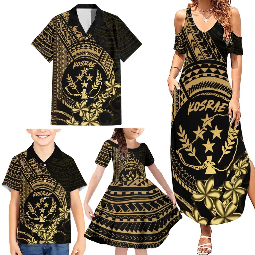 Gold Kosrae Liberation Day Family Matching Summer Maxi Dress and Hawaiian Shirt September 8 Polynesian Tattoo - Polynesian Pride