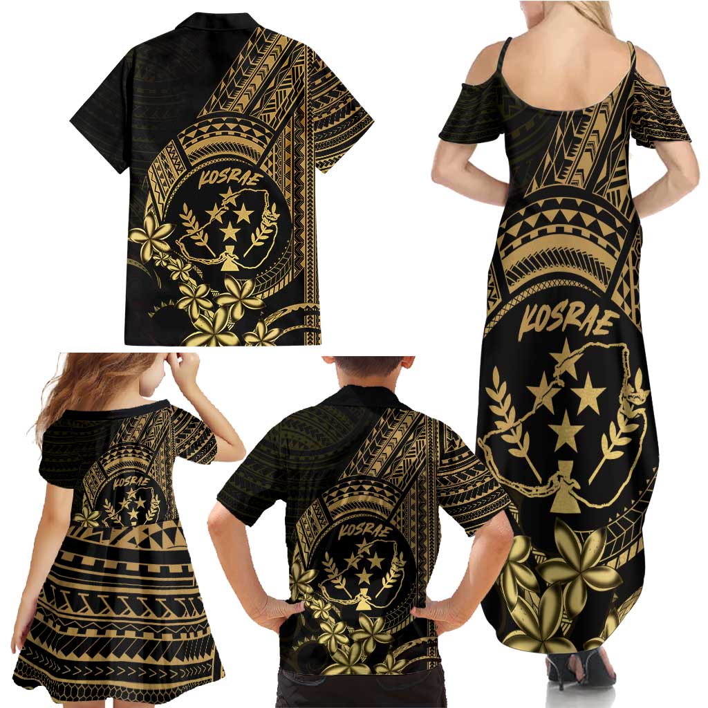 Gold Kosrae Liberation Day Family Matching Summer Maxi Dress and Hawaiian Shirt September 8 Polynesian Tattoo - Polynesian Pride