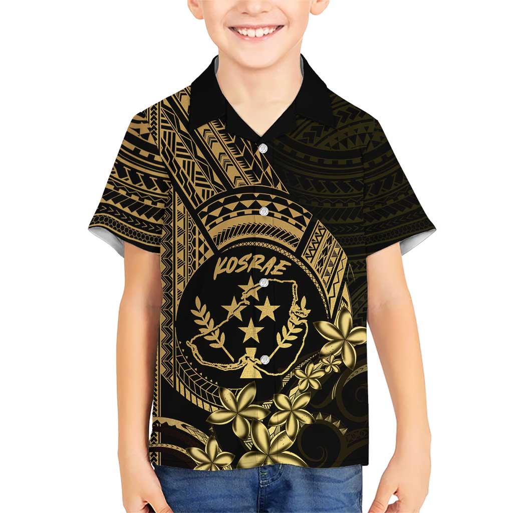 Gold Kosrae Liberation Day Kid Hawaiian Shirt September 8 Polynesian Tattoo - Polynesian Pride
