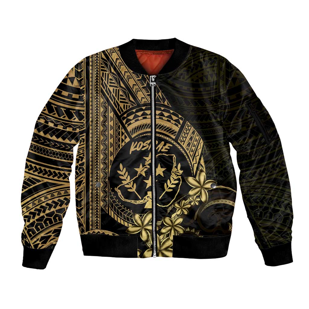 Gold Kosrae Liberation Day Sleeve Zip Bomber Jacket September 8 Polynesian Tattoo - Polynesian Pride
