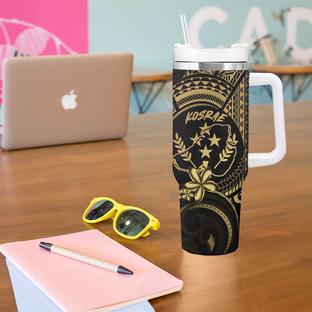 Gold Kosrae Liberation Day Tumbler With Handle September 8 Polynesian Tattoo - Polynesian Pride