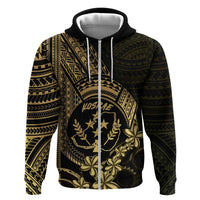 Gold Kosrae Liberation Day Zip Hoodie September 8 Polynesian Tattoo - Polynesian Pride