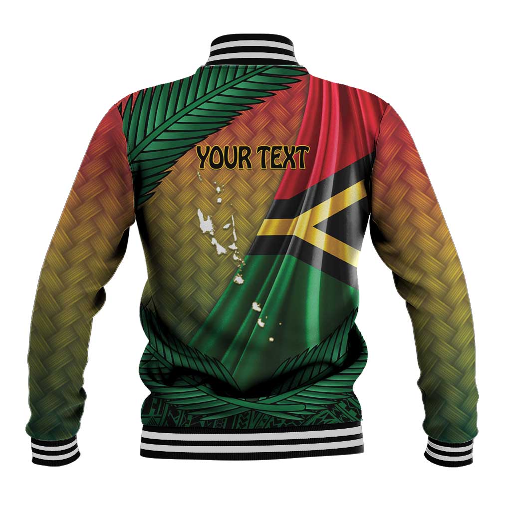 Personalised Long Live Vanuatu Independence Day Baseball Jacket 45th Anniversary Woven Pattern - Polynesian Pride