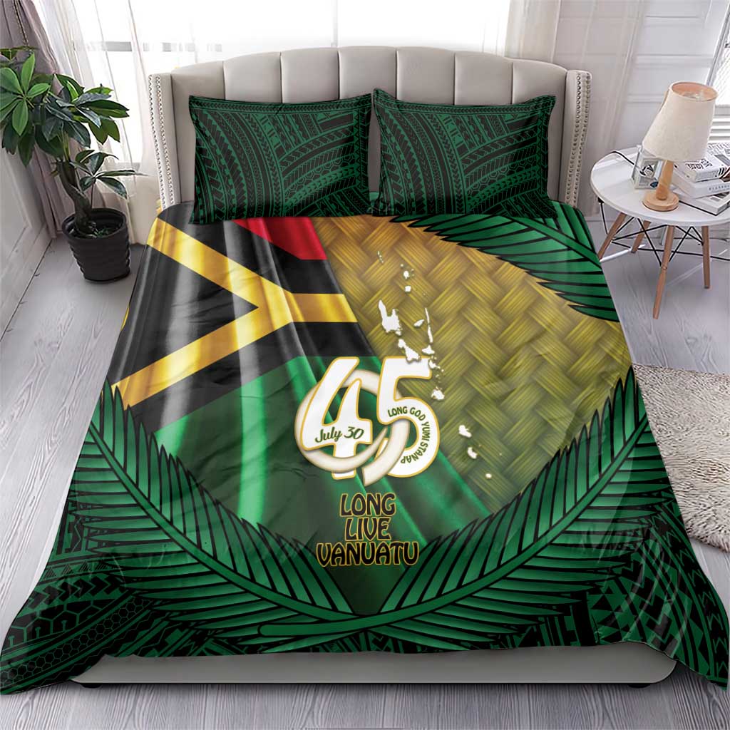 Long Live Vanuatu Independence Day Bedding Set 45th Anniversary Woven Pattern - Polynesian Pride
