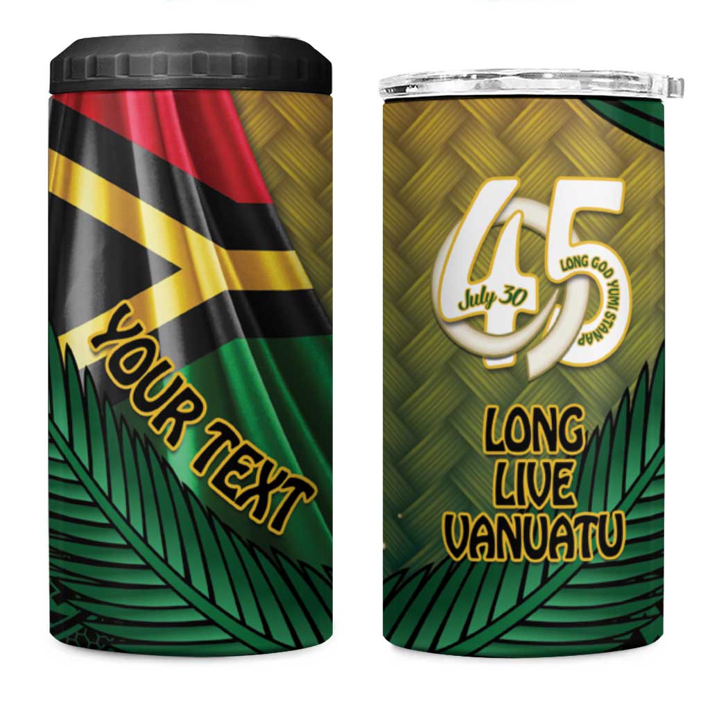 Personalised Long Live Vanuatu Independence Day 4 in 1 Can Cooler Tumbler 45th Anniversary Woven Pattern - Polynesian Pride