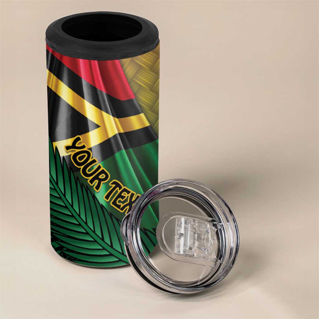 Personalised Long Live Vanuatu Independence Day 4 in 1 Can Cooler Tumbler 45th Anniversary Woven Pattern - Polynesian Pride