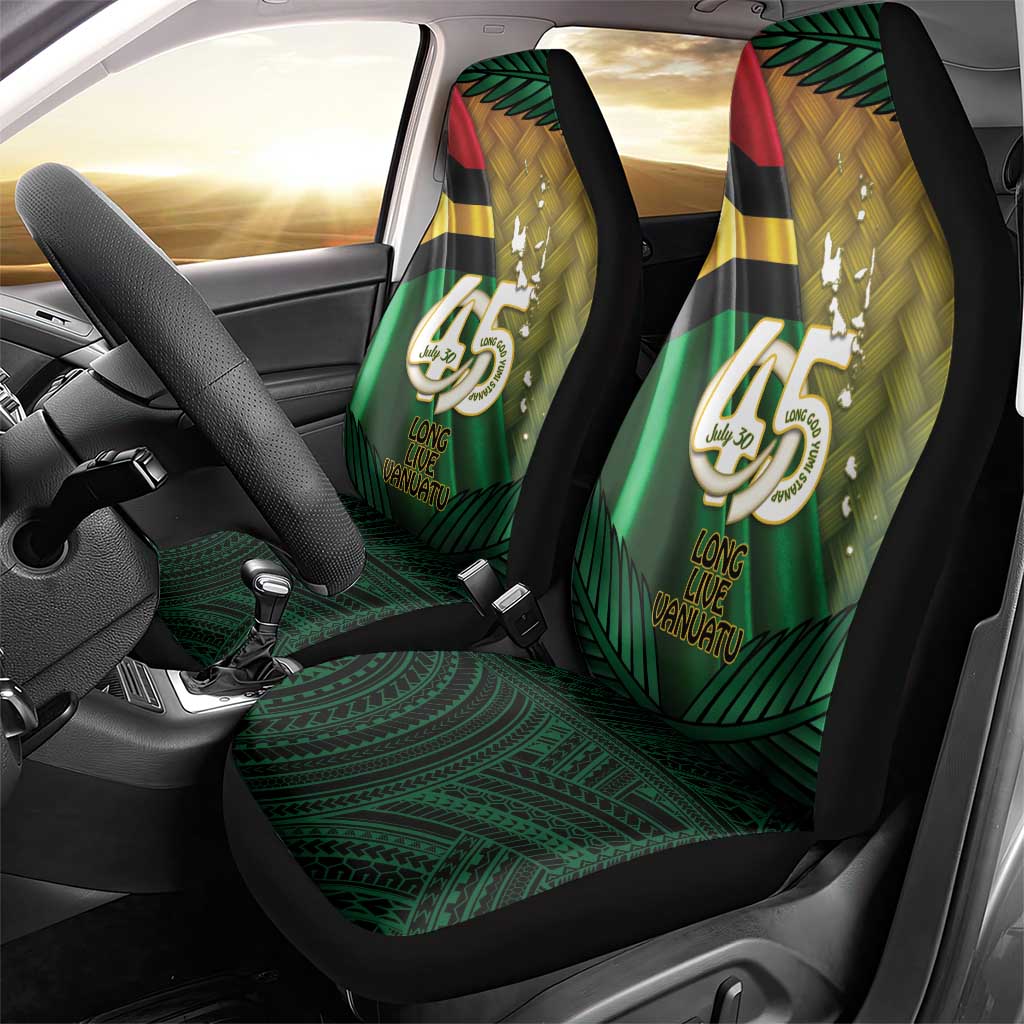 Long Live Vanuatu Independence Day Car Seat Cover 45th Anniversary Woven Pattern - Polynesian Pride
