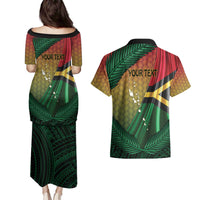 Personalised Long Live Vanuatu Independence Day Couples Matching Puletasi and Hawaiian Shirt 45th Anniversary Woven Pattern - Polynesian Pride