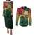 Personalised Long Live Vanuatu Independence Day Couples Matching Puletasi and Long Sleeve Button Shirt 45th Anniversary Woven Pattern - Polynesian Pride
