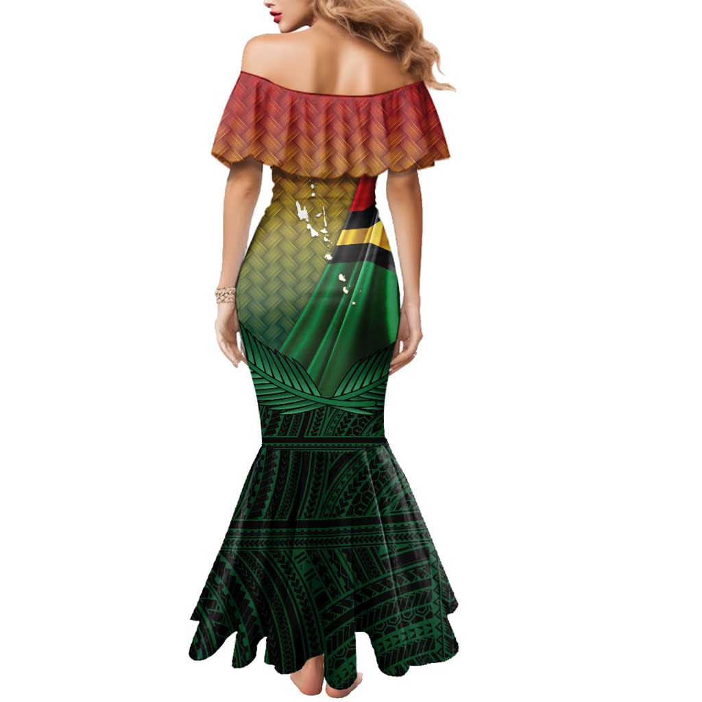 Personalised Long Live Vanuatu Independence Day Family Matching Mermaid Dress and Hawaiian Shirt 45th Anniversary Woven Pattern - Polynesian Pride