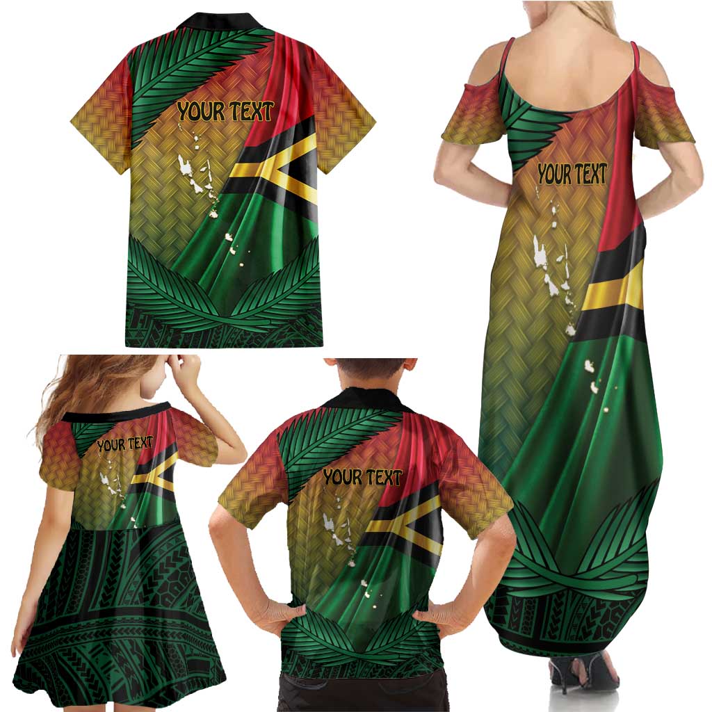 Personalised Long Live Vanuatu Independence Day Family Matching Summer Maxi Dress and Hawaiian Shirt 45th Anniversary Woven Pattern - Polynesian Pride