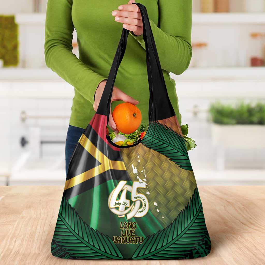 Long Live Vanuatu Independence Day Grocery Bag 45th Anniversary Woven Pattern - Polynesian Pride