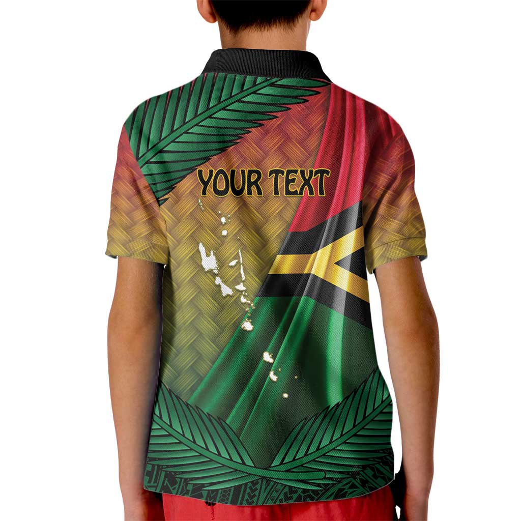 Personalised Long Live Vanuatu Independence Day Kid Polo Shirt 45th Anniversary Woven Pattern - Polynesian Pride