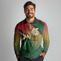 Personalised Long Live Vanuatu Independence Day Long Sleeve Polo Shirt 45th Anniversary Woven Pattern - Polynesian Pride