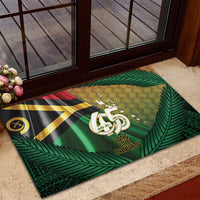 Long Live Vanuatu Independence Day Rubber Doormat 45th Anniversary Woven Pattern - Polynesian Pride