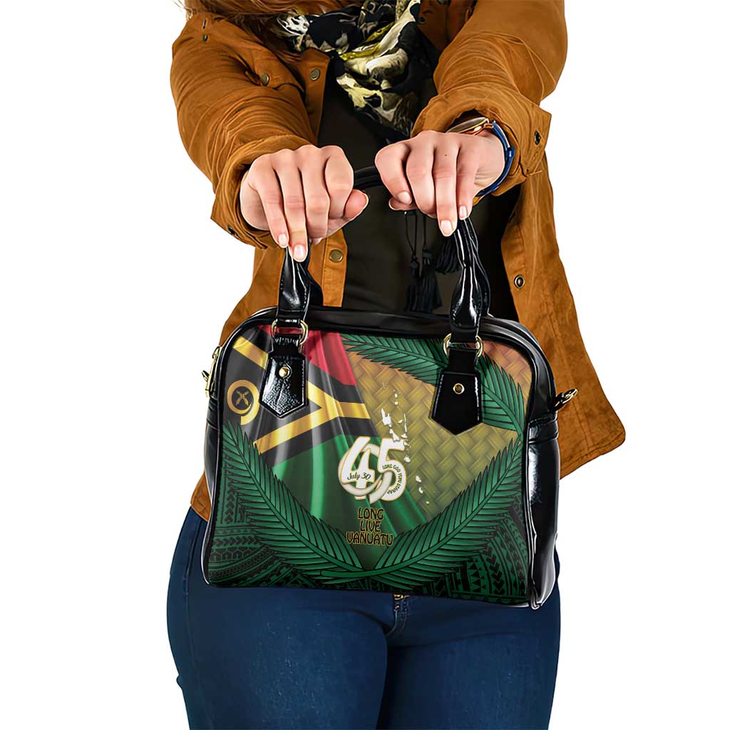 Long Live Vanuatu Independence Day Shoulder Handbag 45th Anniversary Woven Pattern - Polynesian Pride