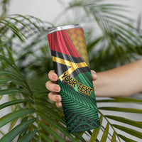 Personalised Long Live Vanuatu Independence Day Skinny Tumbler 45th Anniversary Woven Pattern - Polynesian Pride