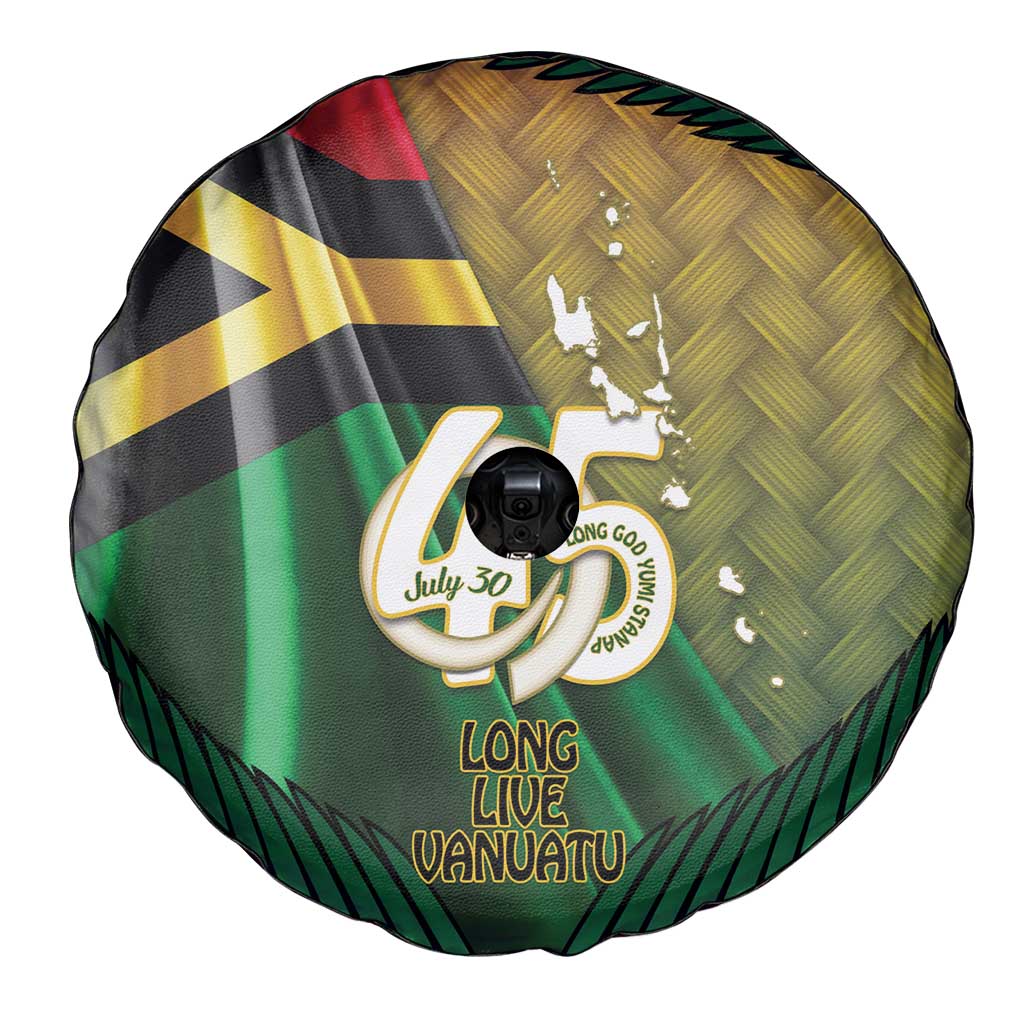 Long Live Vanuatu Independence Day Spare Tire Cover 45th Anniversary Woven Pattern - Polynesian Pride
