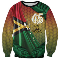 Personalised Long Live Vanuatu Independence Day Sweatshirt 45th Anniversary Woven Pattern - Polynesian Pride