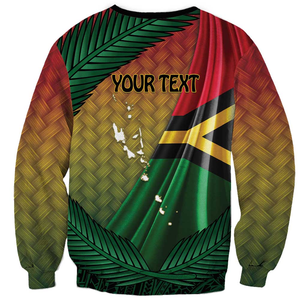Personalised Long Live Vanuatu Independence Day Sweatshirt 45th Anniversary Woven Pattern - Polynesian Pride