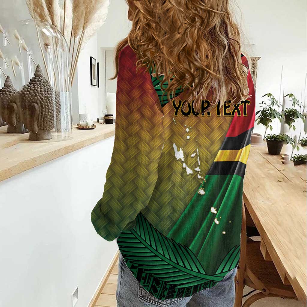 Personalised Long Live Vanuatu Independence Day Women Casual Shirt 45th Anniversary Woven Pattern - Polynesian Pride