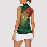 Personalised Long Live Vanuatu Independence Day Women Sleeveless Polo Shirt 45th Anniversary Woven Pattern - Polynesian Pride