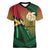 Personalised Long Live Vanuatu Independence Day Women V-Neck T-Shirt 45th Anniversary Woven Pattern - Polynesian Pride