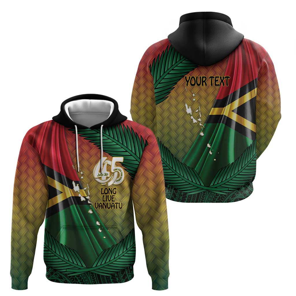 Personalised Long Live Vanuatu Independence Day Zip Hoodie 45th Anniversary Woven Pattern - Polynesian Pride