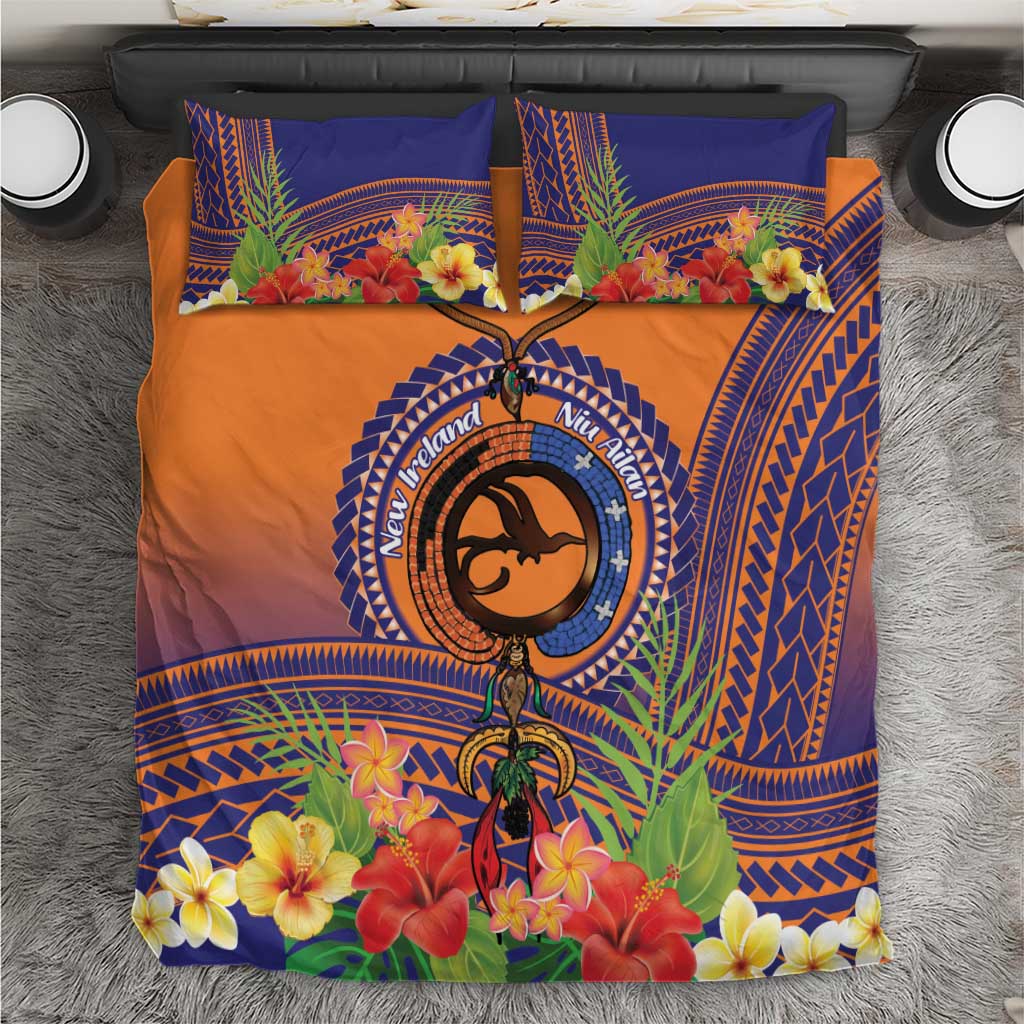 PNG New Ireland Province Bedding Set Niu Ailan Necklace Polynesian Tattoo LT14 Orange - Polynesian Pride