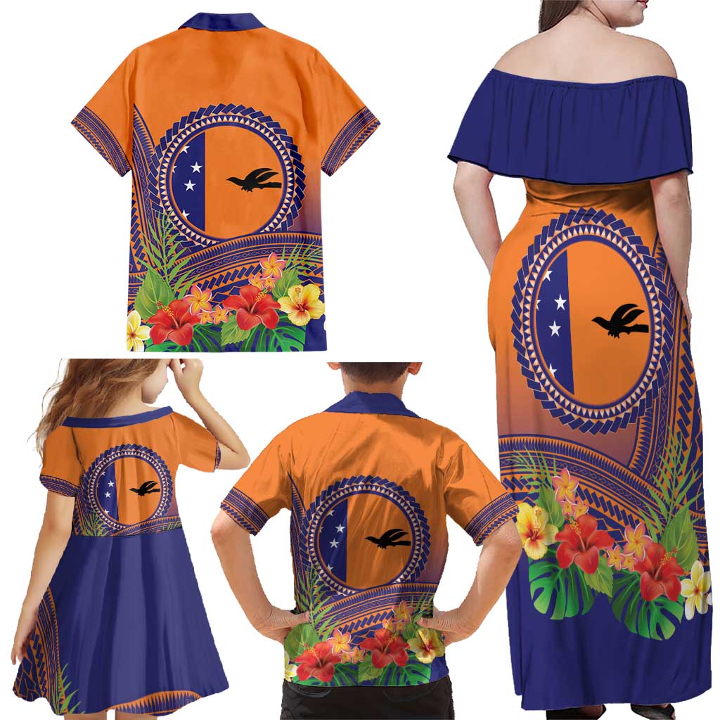 PNG New Ireland Province Family Matching Off Shoulder Maxi Dress and Hawaiian Shirt Niu Ailan Necklace Polynesian Tattoo - Polynesian Pride