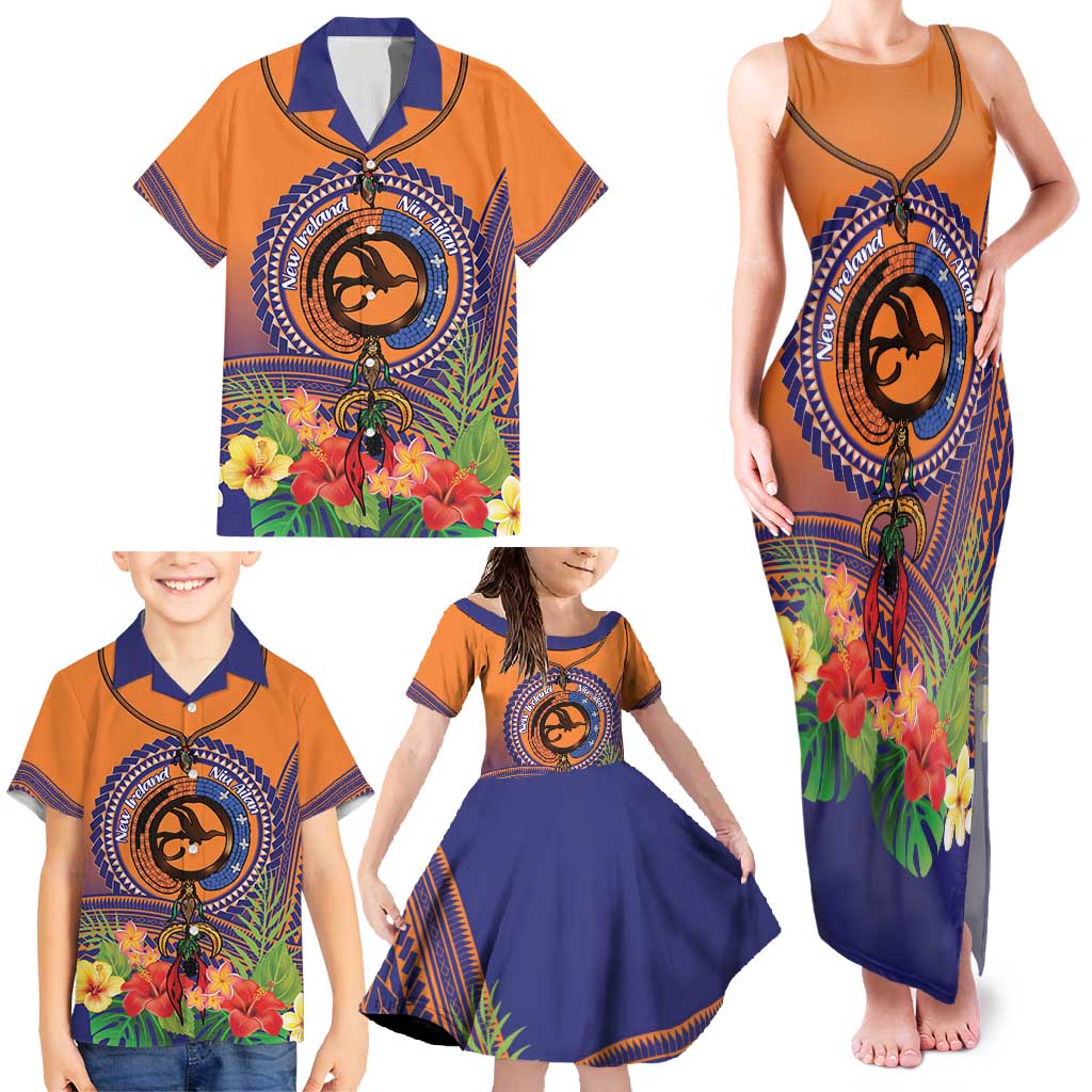 PNG New Ireland Province Family Matching Tank Maxi Dress and Hawaiian Shirt Niu Ailan Necklace Polynesian Tattoo - Polynesian Pride