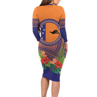 PNG New Ireland Province Long Sleeve Bodycon Dress Niu Ailan Necklace Polynesian Tattoo - Polynesian Pride