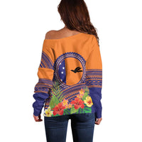 PNG New Ireland Province Off Shoulder Sweater Niu Ailan Necklace Polynesian Tattoo - Polynesian Pride