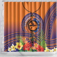 PNG New Ireland Province Shower Curtain Niu Ailan Necklace Polynesian Tattoo - Polynesian Pride