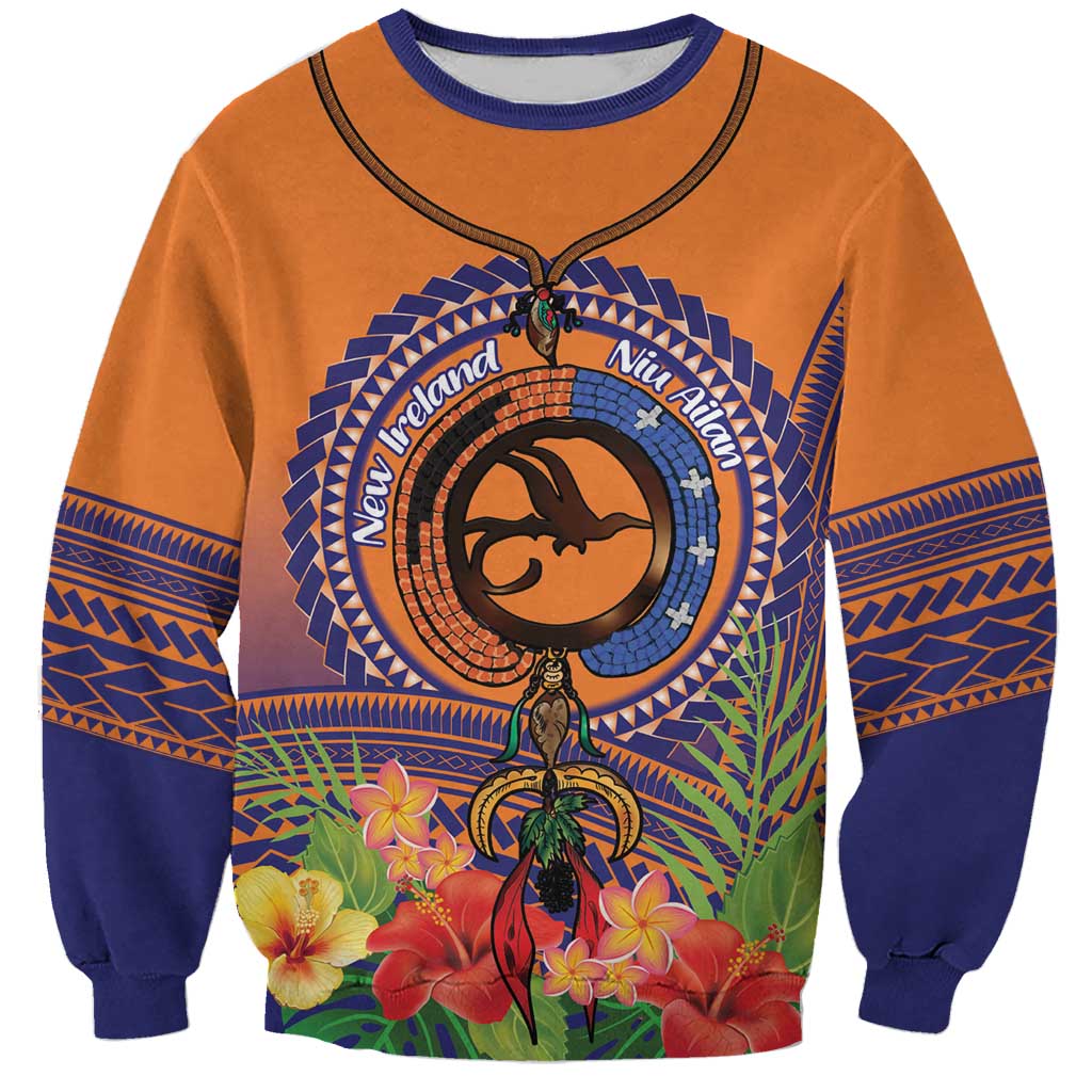 PNG New Ireland Province Sweatshirt Niu Ailan Necklace Polynesian Tattoo LT14 Unisex Orange - Polynesian Pride