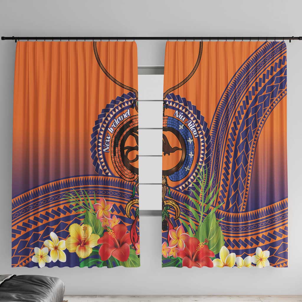 PNG New Ireland Province Window Curtain Niu Ailan Necklace Polynesian Tattoo LT14 With Hooks Orange - Polynesian Pride