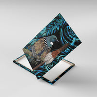 New Zealand Tui Bird Taiaha Canvas Wall Art Maori Weapon Paua Shell Mix Silver Fern