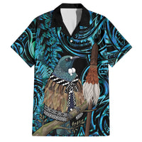 New Zealand Tui Bird Taiaha Family Matching Puletasi and Hawaiian Shirt Maori Weapon Paua Shell Mix Silver Fern