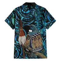 New Zealand Tui Bird Taiaha Hawaiian Shirt Maori Weapon Paua Shell Mix Silver Fern