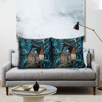New Zealand Tui Bird Taiaha Pillow Cover Maori Weapon Paua Shell Mix Silver Fern