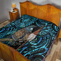 New Zealand Tui Bird Taiaha Quilt Maori Weapon Paua Shell Mix Silver Fern