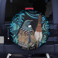 New Zealand Tui Bird Taiaha Spare Tire Cover Maori Weapon Paua Shell Mix Silver Fern
