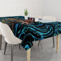 New Zealand Tui Bird Taiaha Tablecloth Maori Weapon Paua Shell Mix Silver Fern