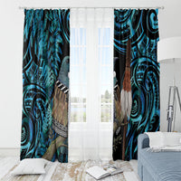 New Zealand Tui Bird Taiaha Window Curtain Maori Weapon Paua Shell Mix Silver Fern