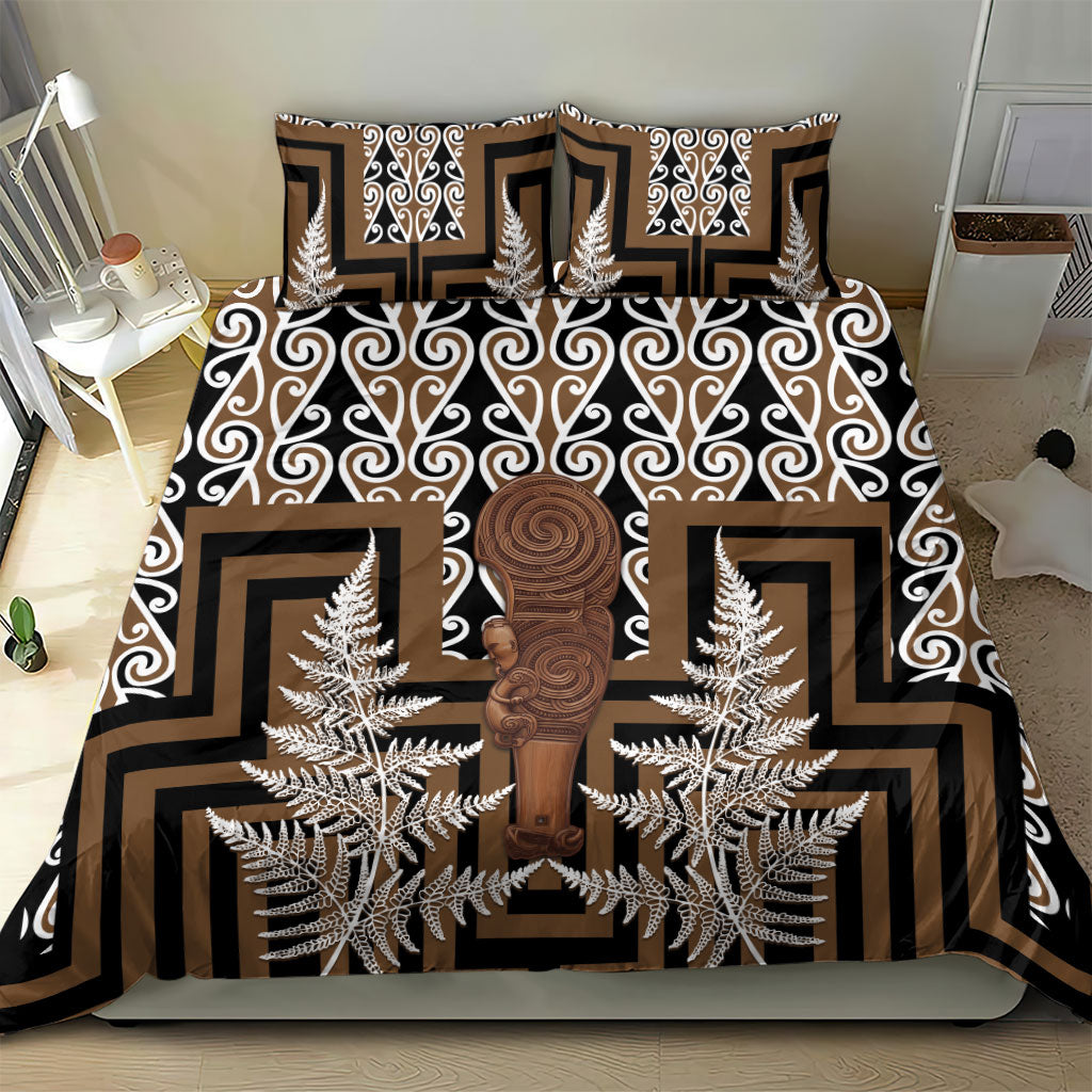 Wahaika New Zealand Bedding Set Maori Weapon Kowhaiwhai Fern Poutama Motifs