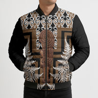 Wahaika New Zealand Bomber Puffer Jacket Maori Weapon Kowhaiwhai Fern Poutama Motifs