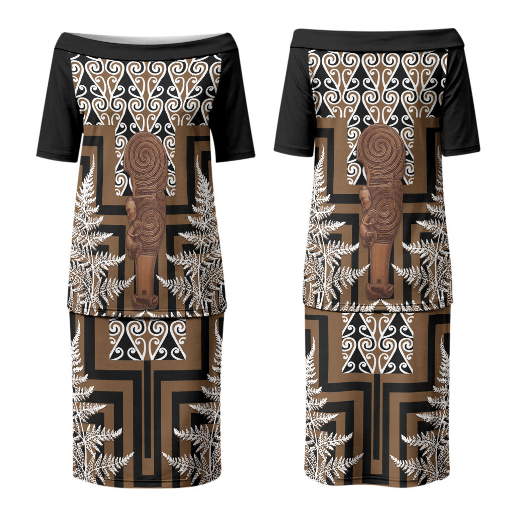 Wahaika New Zealand Couples Matching Puletasi and Hawaiian Shirt Maori Weapon Kowhaiwhai Fern Poutama Motifs LT14 - Polynesian Pride