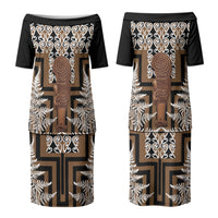 Wahaika New Zealand Couples Matching Puletasi and Hawaiian Shirt Maori Weapon Kowhaiwhai Fern Poutama Motifs LT14 - Polynesian Pride