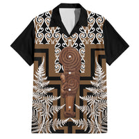 Wahaika New Zealand Family Matching Off Shoulder Maxi Dress and Hawaiian Shirt Maori Weapon Kowhaiwhai Fern Poutama Motifs